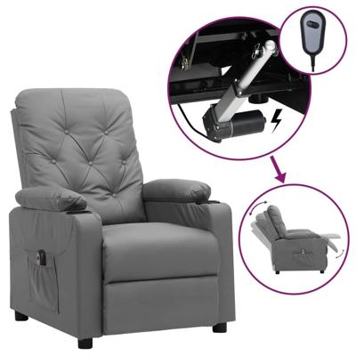 Fauteuil verstelbaar elektrisch kunstleer grijs