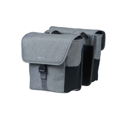 Basil go-double 32l 17764 grijs dubbeltas grey melee Basil go-double 32l 17764 grijs dubbeltas grey melee