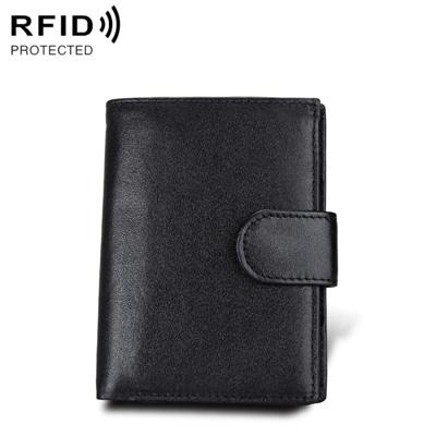 Antimagnet RFID Genuine Leather Wallet / paspoort pakket / koeienhuid kaartslot voor man (zwart)