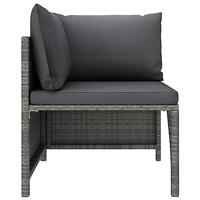 5-delige Loungeset met kussens poly rattan grijs - thumbnail