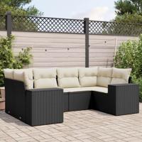 6-delige Loungeset met kussens poly rattan zwart - thumbnail