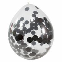 Confetti Ballonnen Zwart - 4 Stuks - thumbnail