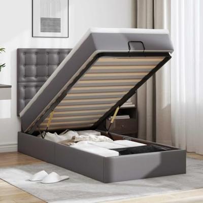 Ottomaanse bed met matras 90x200cm kunstleer grijs