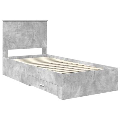 Bedframe met hoofdeinde Beton Grijs 90 x 200 cm Bewerkt hout