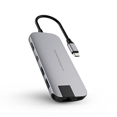 Hyper HD247B-gray Hyperdrive Slim 8-in-1 hub voor MacBook en USB-C apparaten, grijs
