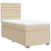 Boxspring met matras stof crèmekleurig 90x200 cm - thumbnail