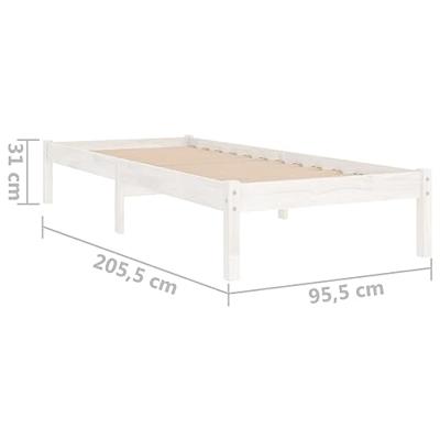 Bedframe massief grenenhout wit 90x200 cm
