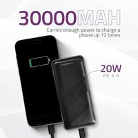 Nedis Powerbank | 30000 mAh | 1.5 / 2.0 / 3.0 A | Outputs: 2 | Output: 1x USB-A / 1x USB-C | Inputs: 1x Micro USB / 1x USB-C | PD3.0 20W | - thumbnail