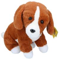Pluche hond bruin/wit 45cm - thumbnail
