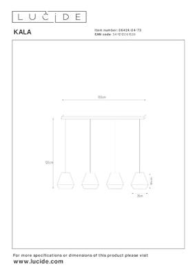 Lucide KALA - Hanglamp - 4xE14 - Taupe