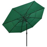 Parasol 3-laags met aluminium paal 3,5 m groen - thumbnail