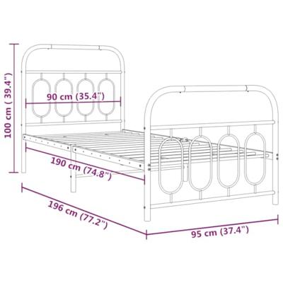 Bedframe met hoofd- en voeteneinde metaal zwart 90x190 cm - thumbnail