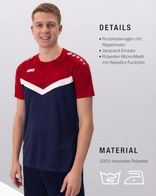 JAKO 6124 T-Shirt Iconic - Marine/Chillrood - M