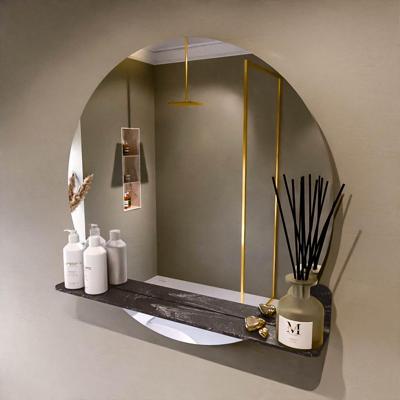 MONDIAZ SPOT spiegel rond 80cm met Spiegelplanchet kleur Lava.