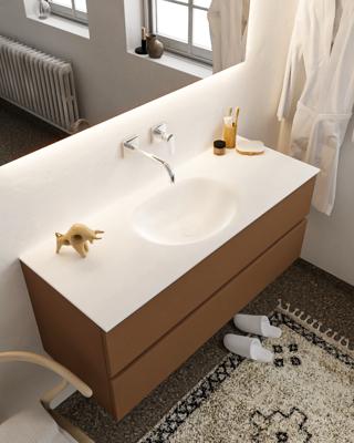 Mondiaz Vica 120cm badmeubel rust 2 lades wastafel Moon midden zonder kraangat Mondiaz Vica 120cm badmeubel rust 2 lades wastafel Moon midden zonder kraangat