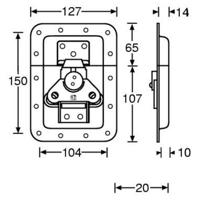Adam Hall 17250SP Groot inbouw vlinderslot 14mm diep - thumbnail