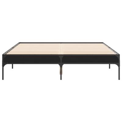 Bedframe bewerkt hout metaal zwart 135x190 cm