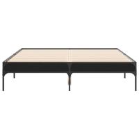 Bedframe bewerkt hout metaal zwart 135x190 cm - thumbnail