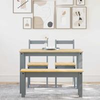 4-delige Eetset Panama massief grenenhout grijs - thumbnail