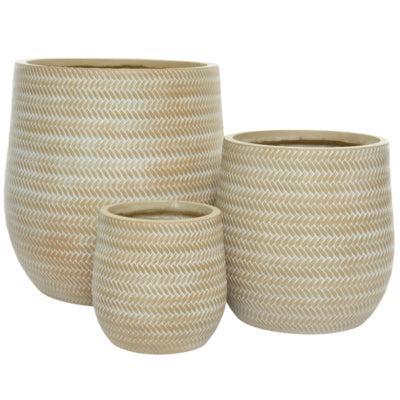 (R) Decoris bloempot Alex outdoor zandkleurig 44 cm set van 3 | 2 stuks