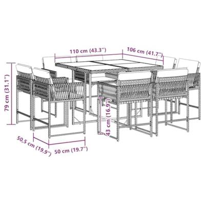 9-delige Tuinset poly rattan zwart