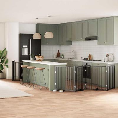 Hondenhek inklapbaar 10 panelen 800 cm populierenhout zwart