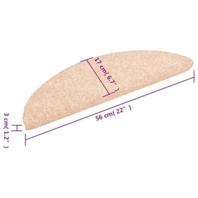 VidaXL Trapmatten zelfklevend 15 stuks 56x17x3 cm lichtbruin halfrond