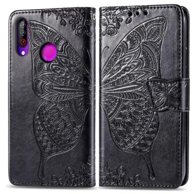 Butterfly Love bloemen reliëf horizontale Flip lederen case voor LG B30 met houder & kaartsleuven & portemonnee & Lanyard (zwart)