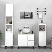 Badkamerkast 30x30x190 cm bewerkt hout wit - thumbnail