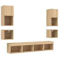 8-delige Tv-wandmeubelset met LED bewerkt hout sonoma eiken - thumbnail