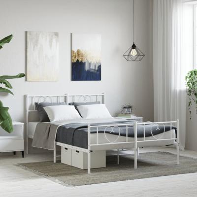 Bedframe met hoofd- en voeteneinde metaal wit 160x200 cm