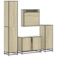 4-delige Badkamermeubelset bewerkt hout sonoma eikenkleurig - thumbnail