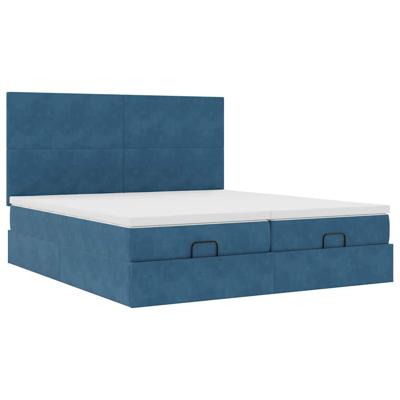 Ottoman bed met matrassen 160x200cm fluweel donkerblauw