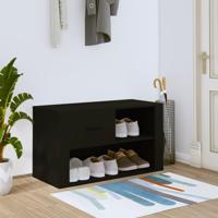 VidaXL Schoenenkast 80x35x45 cm bewerkt hout zwart - thumbnail