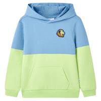 VidaXL Kindertrui met capuchon 104 blauw en zachtgeel - thumbnail