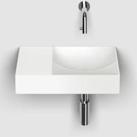 Clou Vale Fontein Met Voorbewerkt Kraangat Links Met Geintegreerde Afvoer Mat Wit Keramiek 38 cm Clou - thumbnail