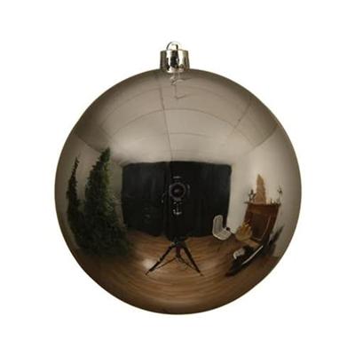 Decoris grote kerstbal plastic 25cm glans zilver - thumbnail