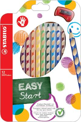 STABILO EASYstart kleurpotlood, rechtshandig, etui van 12 stuks, assorti