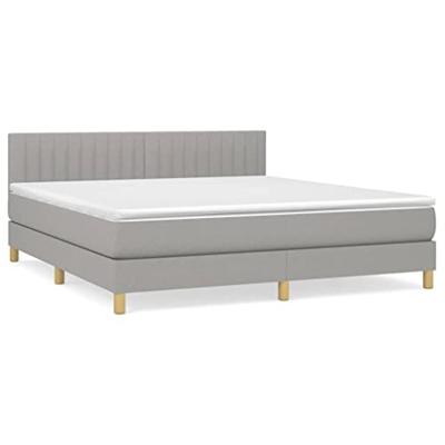 Boxspring met matras stof lichtgrijs 160x200 cm