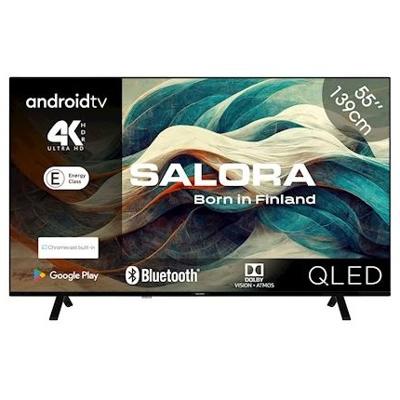 Salora 55QLED320 55" Ultra HD Led-tv (Zwart, HDMI, USB, Bluetooth, Wi-Fi, Audio, Chromecast, Android TV)