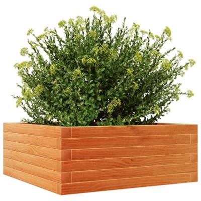 Plantenbak 60x60x23 cm massief grenenhout wasbruin