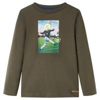 Kindershirt met lange mouwen voetbalspelerprint 104 kakikleurig - thumbnail