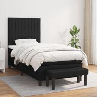 Boxspring met matras stof zwart 90x200 cm - thumbnail