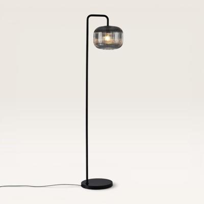 Staande lamp Virello vetro fumé angolo l - Luxe booglamp die een bol van geribbeld rookglas draagt - Zonder lichtbron Staande lamp Virello vetro fumé angolo l - Luxe booglamp die een bol van geribbeld rookglas draagt - Zonder lichtbron