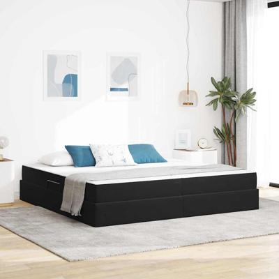 Opbergbed met matras met matras Zwart 200 x 200 cm Fluweel