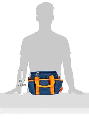 Borsteltas 27 x 22 x 22cm d.blauw/oranje