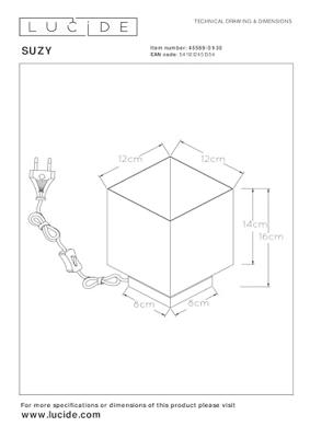Lucide SUZY - Tafellamp - 1xE14 - Zwart