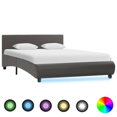 Bedframe met LED kunstleer grijs 120x200 cm