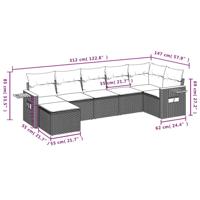 7-delige Loungeset met kussens poly rattan grijs - thumbnail