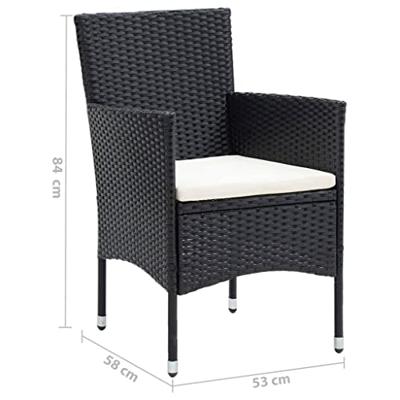 7-delige Tuinset met kussens poly rattan zwart - thumbnail